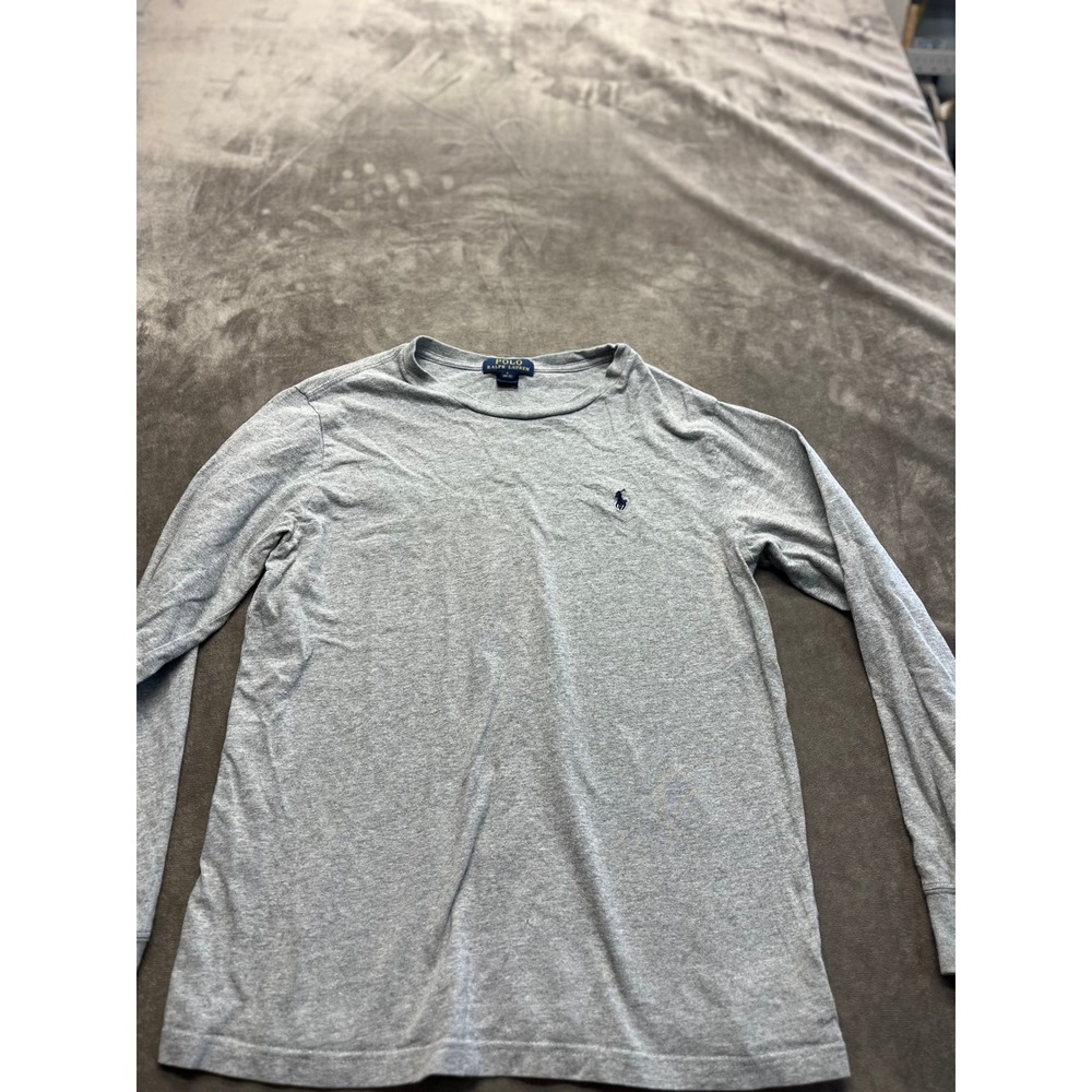 Polo Ralph Lauren Mens Gray Long Sleeve T-Shirt Heather Pony Logo‎ Size L 14-16